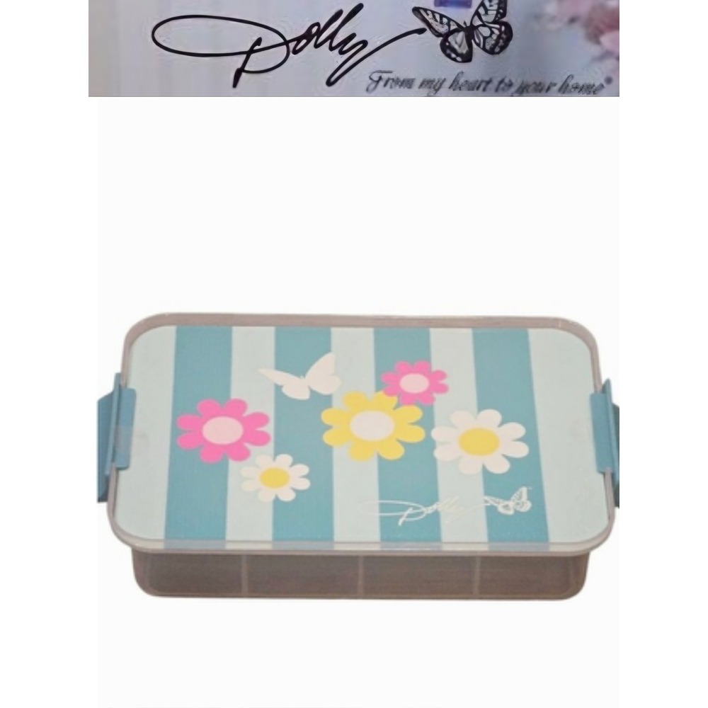 Dolly PartonButterfly Floral Stripe Divided Snack Box- Teal
